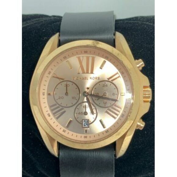 MICHAEL KORS MK5503 Bradshaw Women's Leather Analog Rose Gold Dial Watch ZW23 - Picture 1 of 8